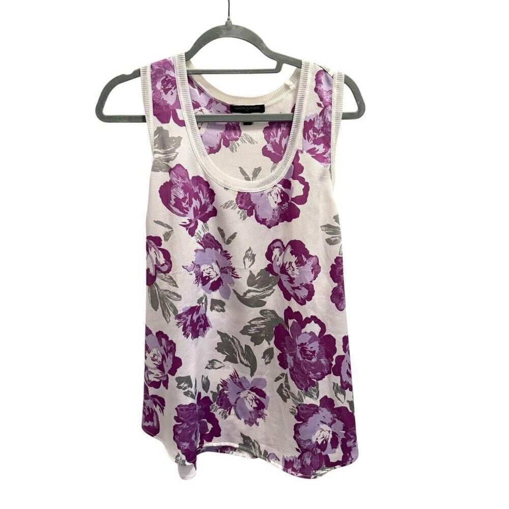Banana Republic purple floral tank top blouse size XL
